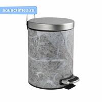 Ведро из нержавеющей стали  под МРАМОР, с педалью, круглое 5л